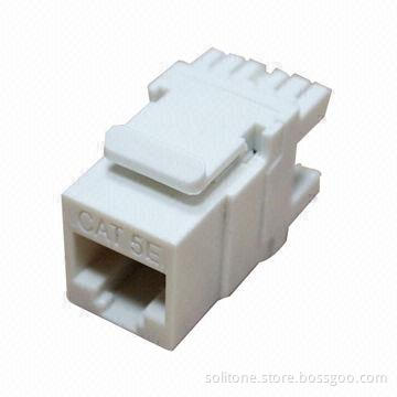 UTP Cat5e Keystone Jack, 180 Degrees, High-temperature Thermoplastic Housing
